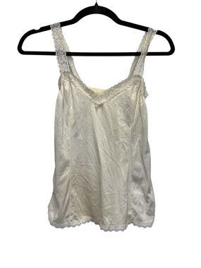 Vintage by Mel-Lin White Lace-Trimmed Camisole Tank Top Size Small
